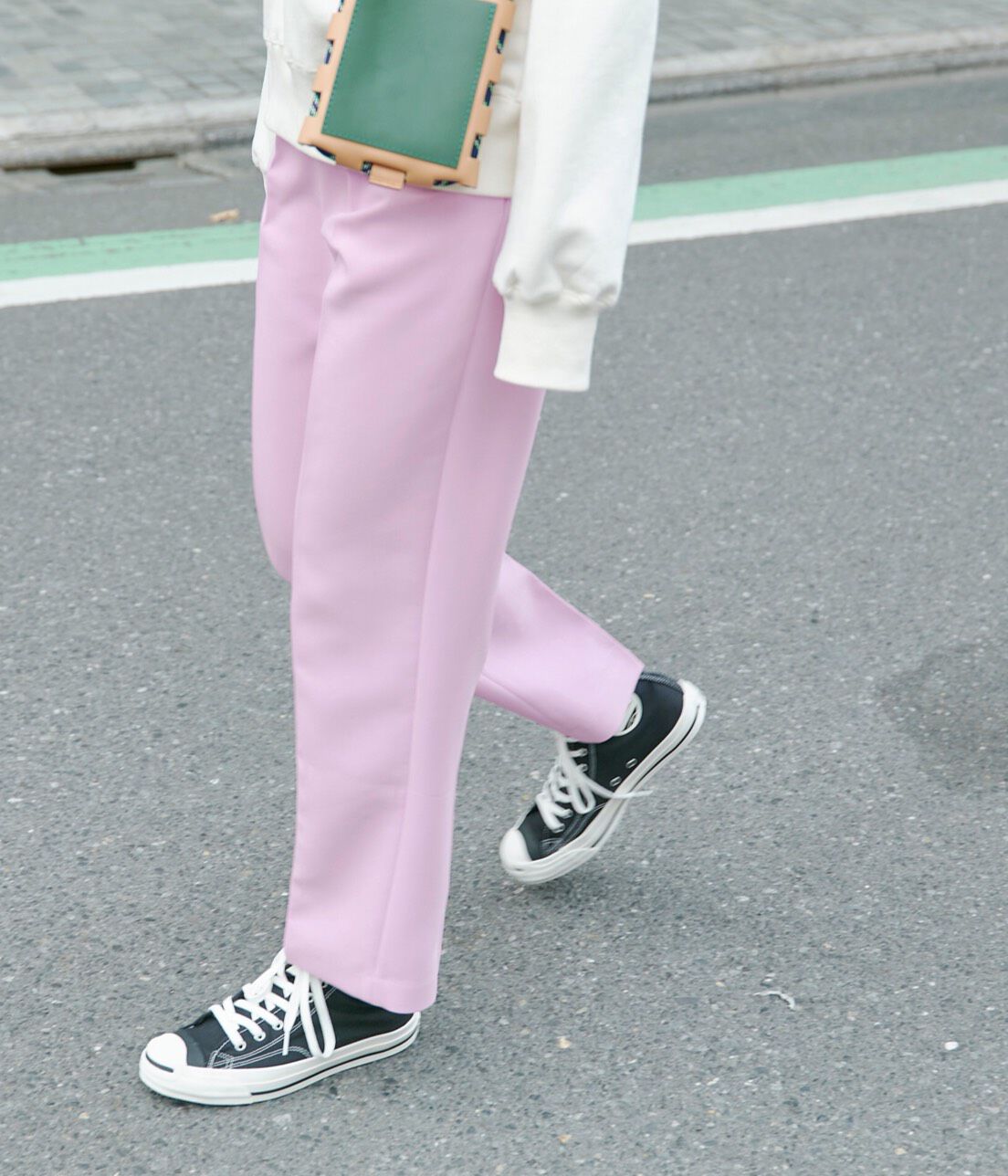 ADAM ET ROPE'「＜洗える＞センタープレスカラーパンツ」|スラックス|