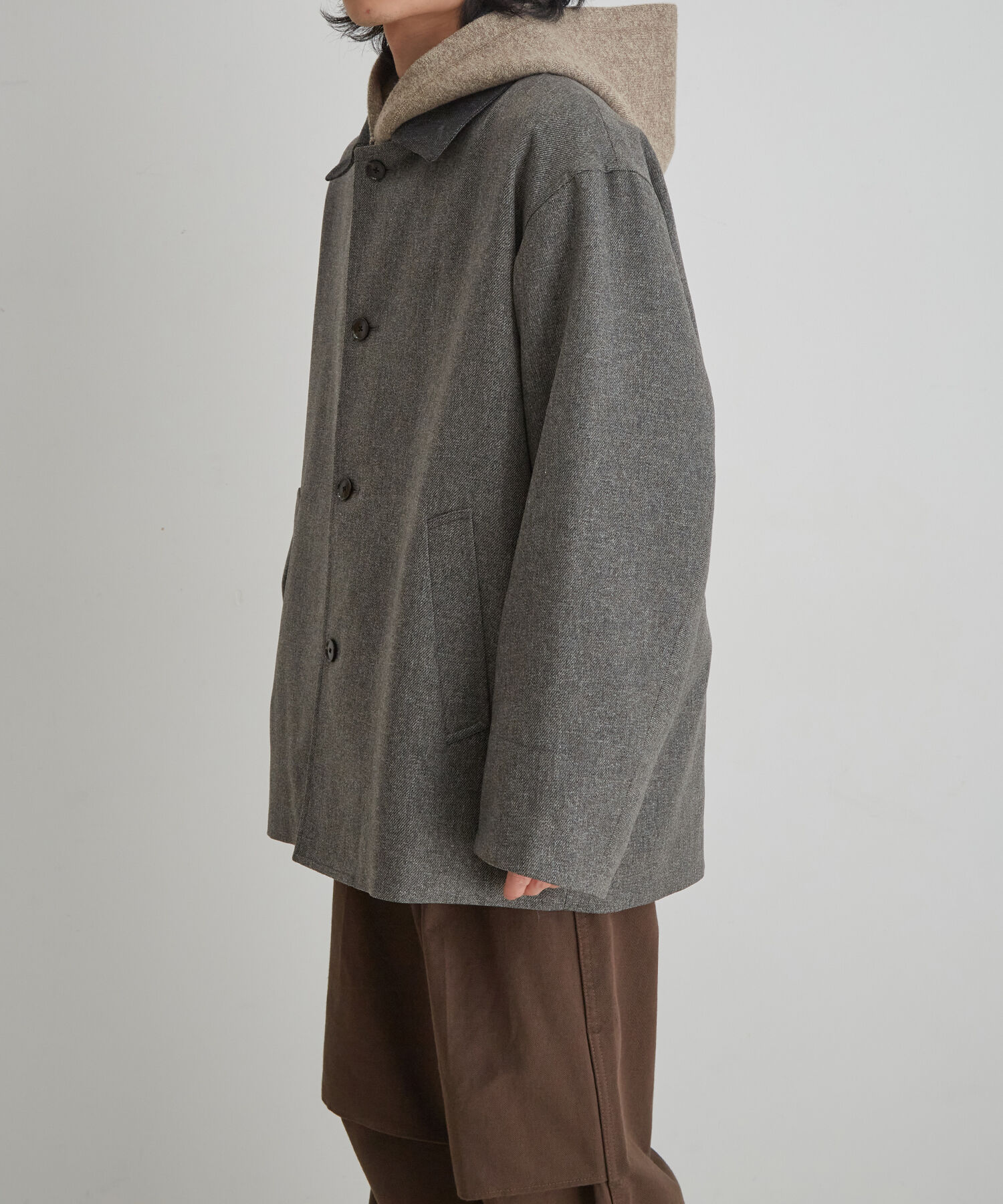 ADAM ET ROPE'「【TECHTWEED】オーバー ショートコート / ロングシーズン着用可能 / イージーケア /サスティナブル / ユニ」|ブルゾン・スタジャン|