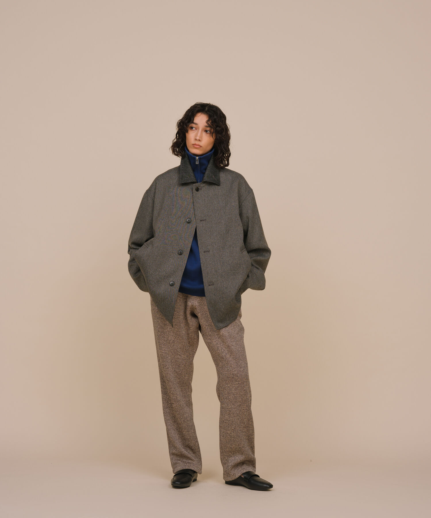 ADAM ET ROPE'「【TECHTWEED】オーバー ショートコート / ロングシーズン着用可能 / イージーケア /サスティナブル / ユニ」|ブルゾン・スタジャン|