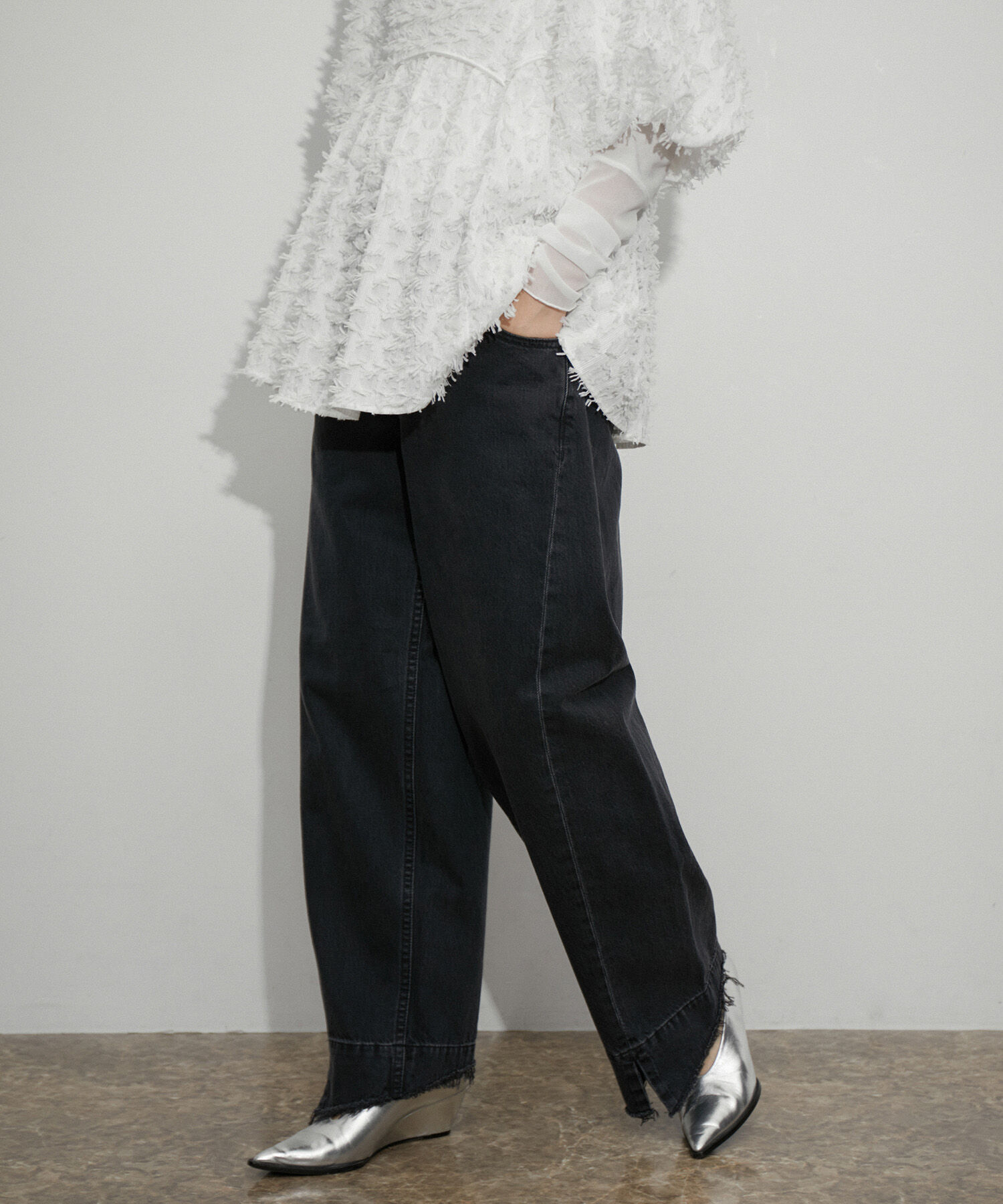 ADAM ET ROPE'「【再入荷】ルーズフィットアジャストデニム」|デニム|ブラック系(02)