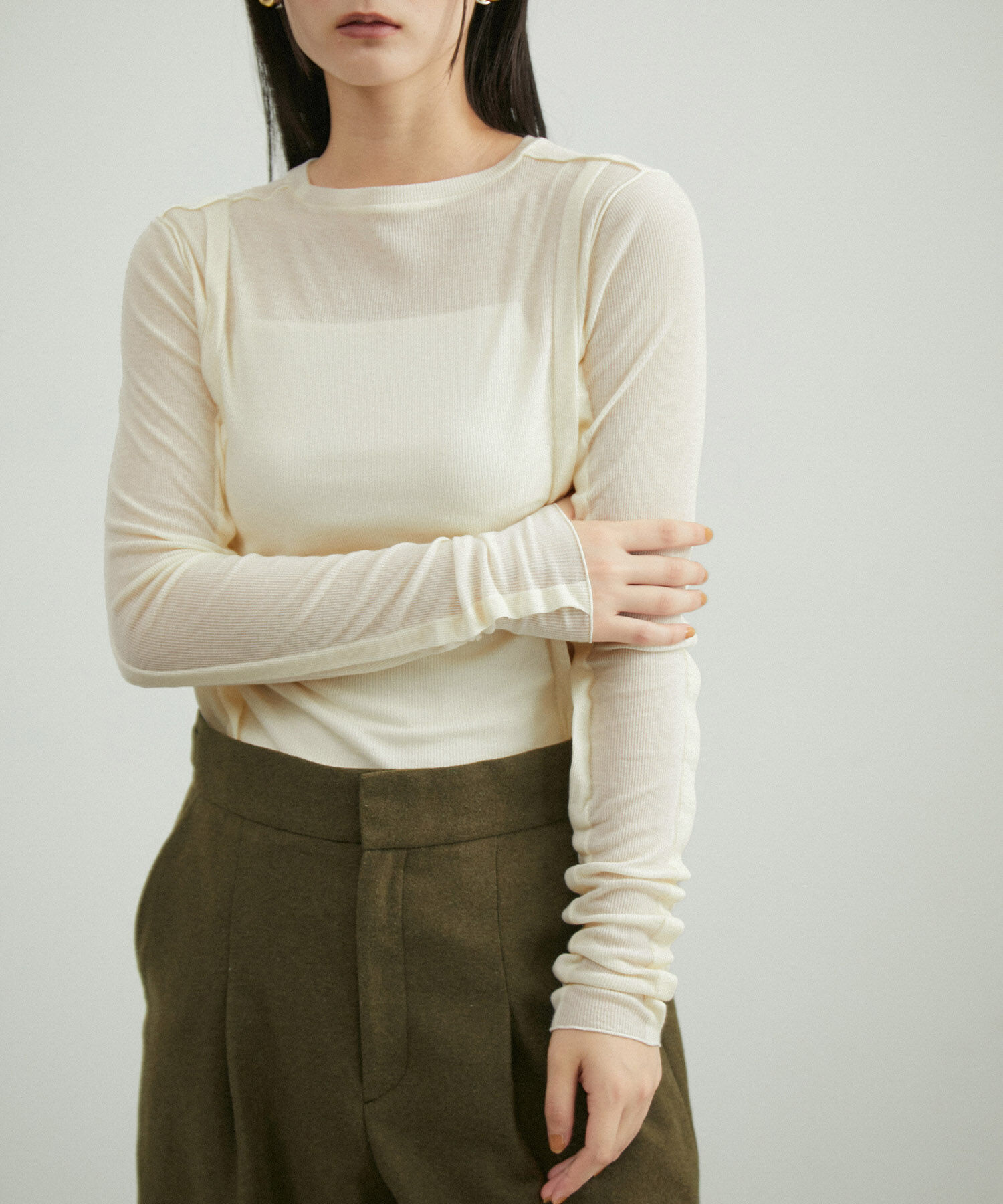 ADAM ET ROPE'「シアーテレコタックニュアンスロンT」|Tシャツ・カットソー|キナリ(16)