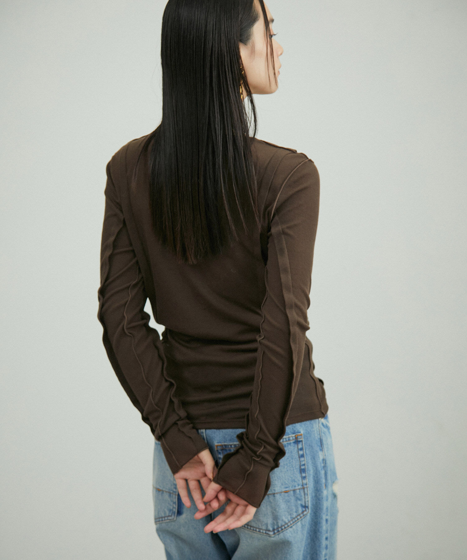 ADAM ET ROPE'「シアーテレコタックニュアンスロンT」|Tシャツ・カットソー|