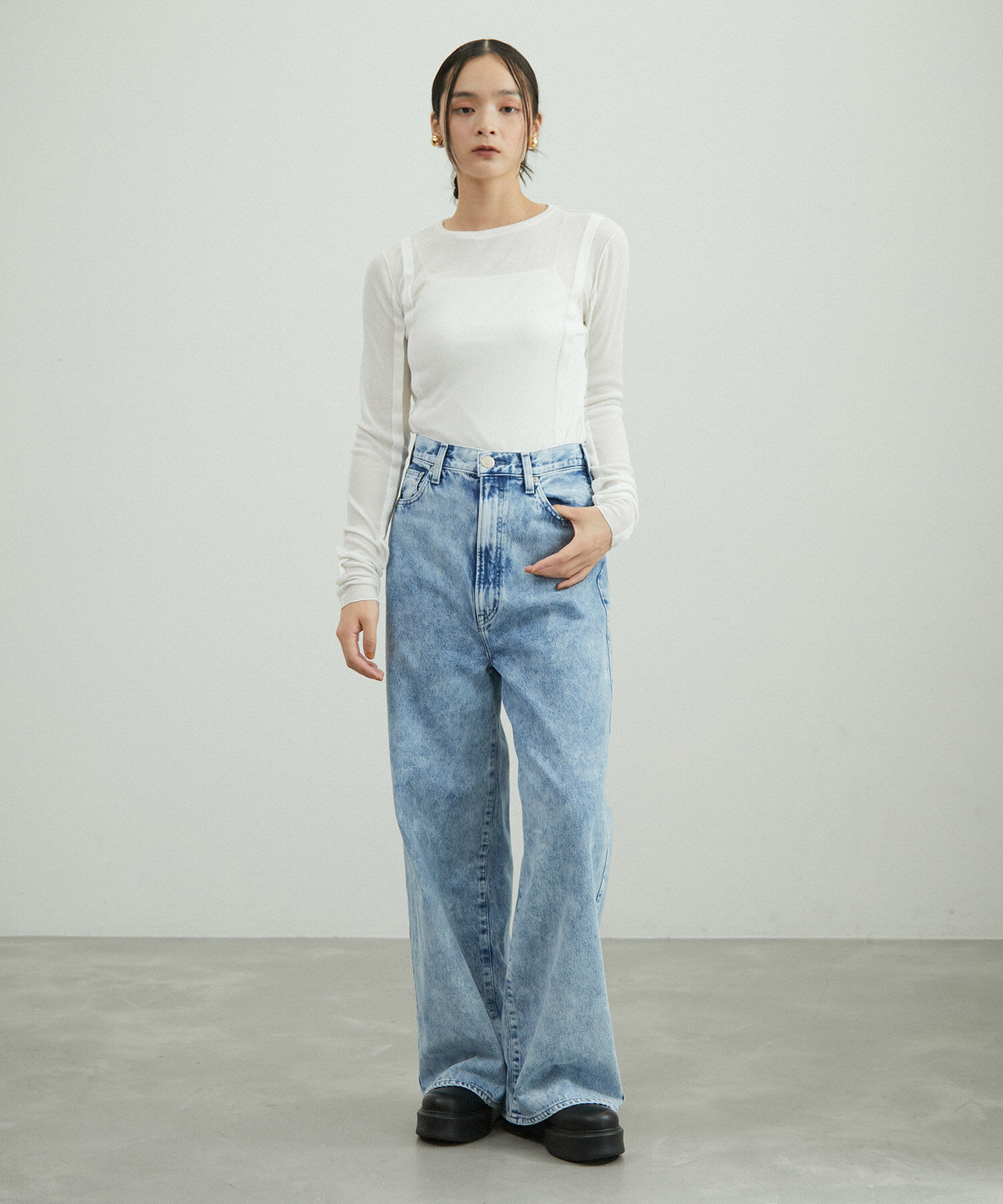 ADAM ET ROPE'「シアーテレコタックニュアンスロンT」|Tシャツ・カットソー|