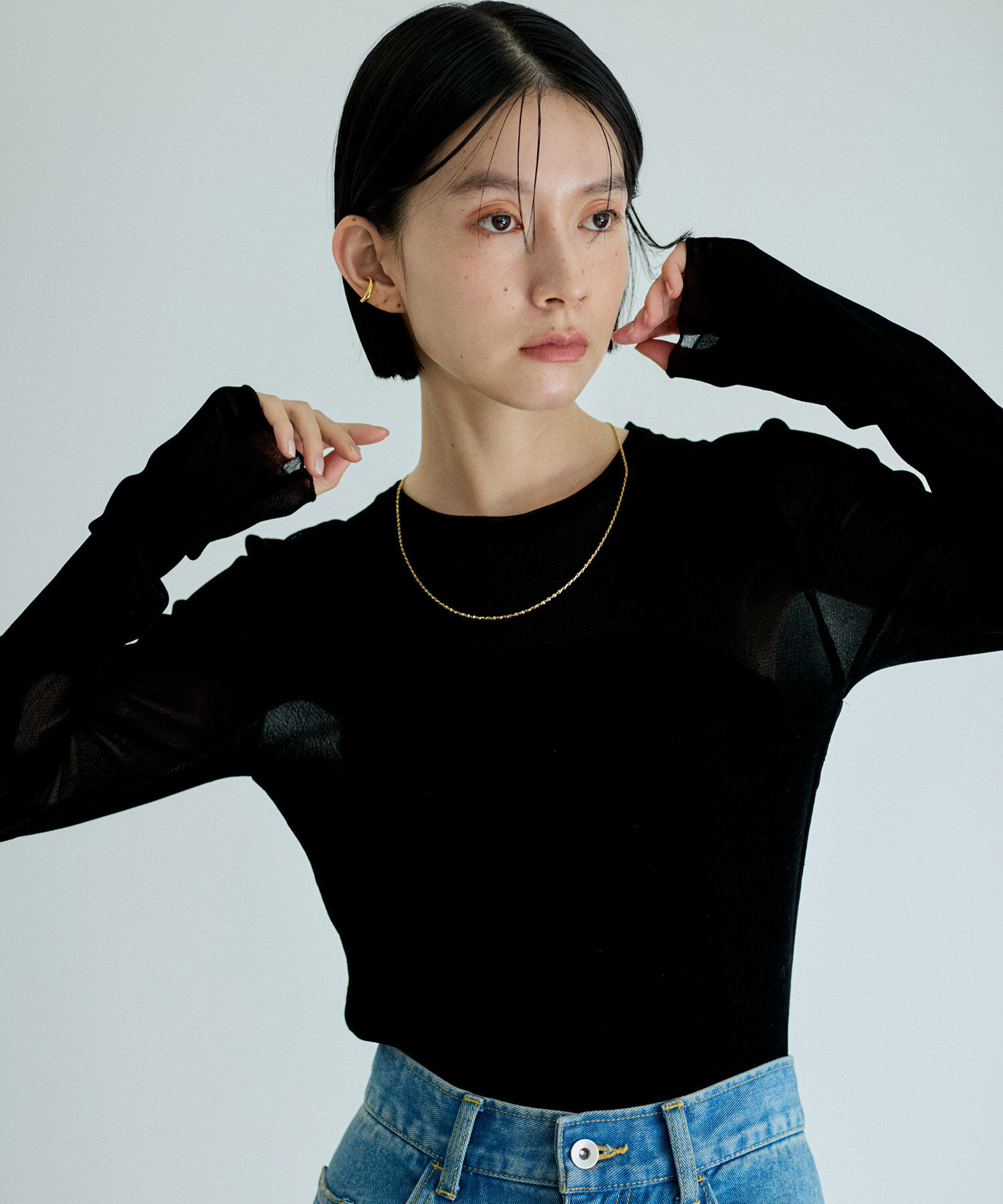 ADAM ET ROPE'「【洗える】クルーネックフロッキープリントプルオーバー」|Tシャツ・カットソー|