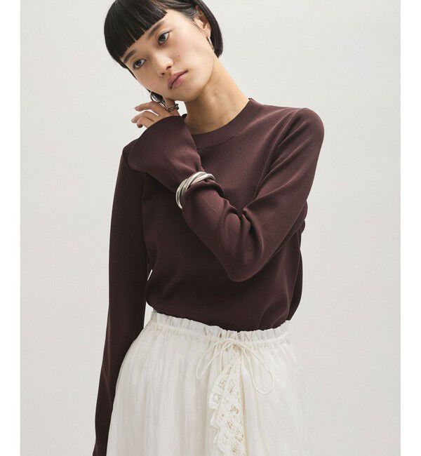 ADAM ET ROPE'「フルニードルクルーネックニットプルオーバー」|Tシャツ・カットソー|コゲ茶サブ