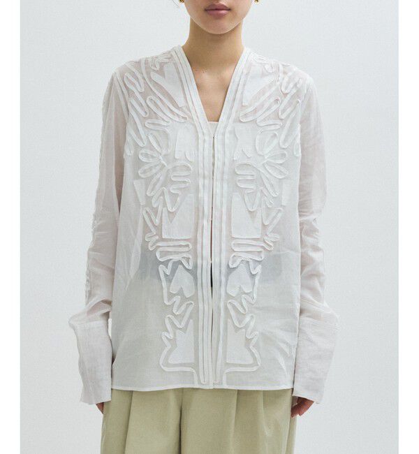 ADAM ET ROPE'「【EMOELLE】ステッチエンブロイダリーブラウス」|シャツ・ブラウス|