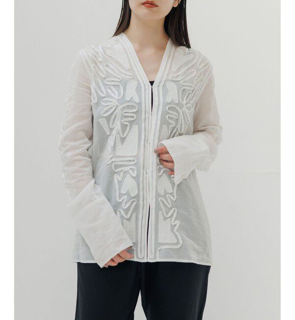 ADAM ET ROPE'「【EMOELLE】ステッチエンブロイダリーブラウス」|シャツ・ブラウス|