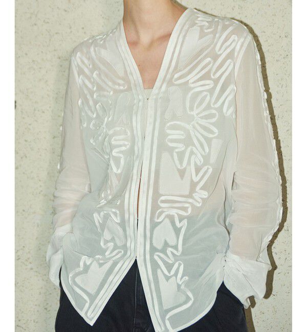 ADAM ET ROPE'「【EMOELLE】ステッチエンブロイダリーブラウス」|シャツ・ブラウス|