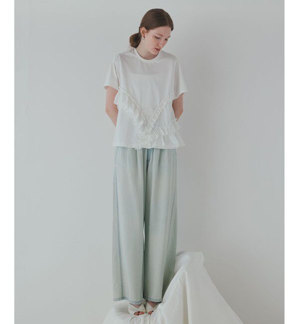 ADAM ET ROPE'「【WEB限定】アシンメトリーラッフルトップス」|Tシャツ・カットソー|