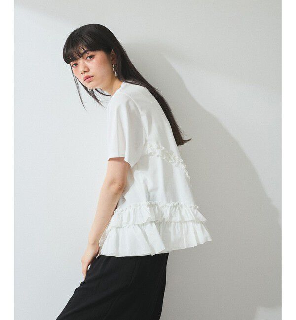 ADAM ET ROPE'「【WEB限定】アシンメトリーラッフルトップス」|Tシャツ・カットソー|