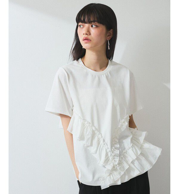 ADAM ET ROPE'「【WEB限定】アシンメトリーラッフルトップス」|Tシャツ・カットソー|