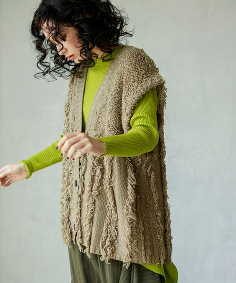  「フリンジニットベスト」|ベスト・ジレ|BEIGE