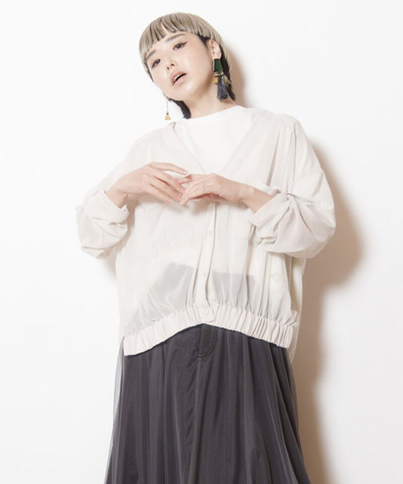  「シフォンギャザーブルゾン」|ブルゾン・スタジャン|IVORY