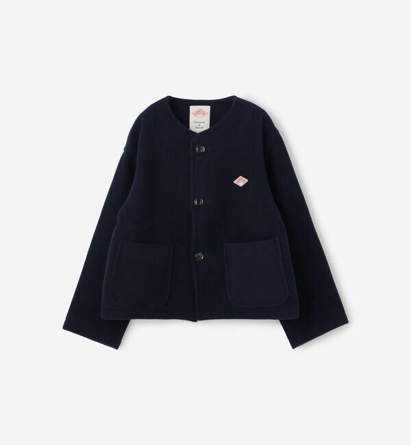  「DANTON | ウールライトパイル カラーレスジャケット WOMEN」|テーラードジャケット|NAVY