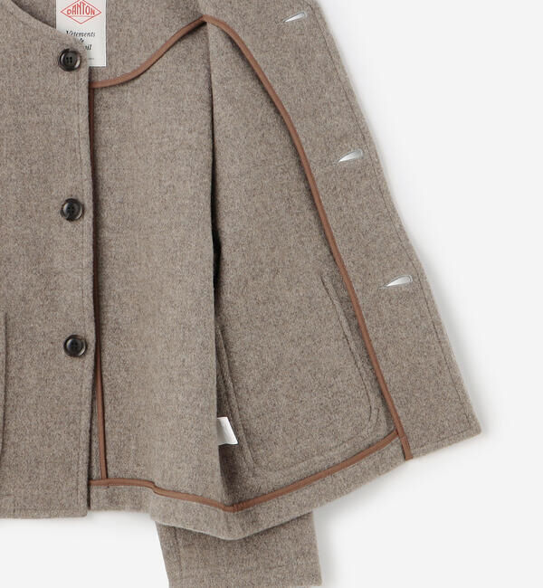  「DANTON | ウールライトパイル カラーレスジャケット WOMEN」|テーラードジャケット|