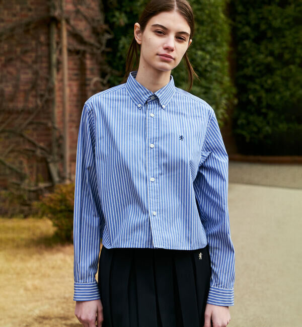 GYMPHLEX「Gymphlex | コットン ショートボタンダウンシャツ STRIPE WOMEN」|シャツ・ブラウス|