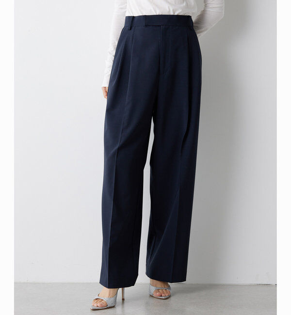  「ウールタックパンツ」|チノ|ネイビー