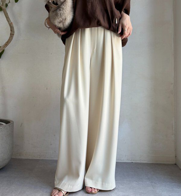  「【累計販売数3万枚突破/22色４サイズ展開！】タックワイドパンツ」|チノ|レモンイエロー