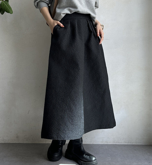  「【WEB限定】フクレジャガードフレアスアカート」|スカート|ブラック