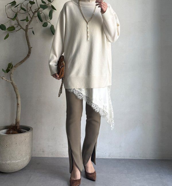  「ウール混タートルチュニック」|ニット・セーター|