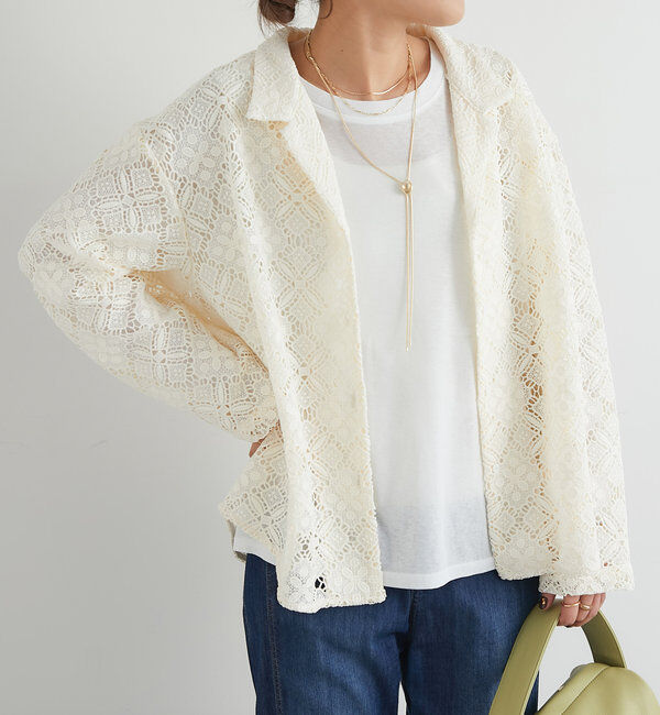  「開襟レースシャツ」|シャツ・ブラウス|ホワイト