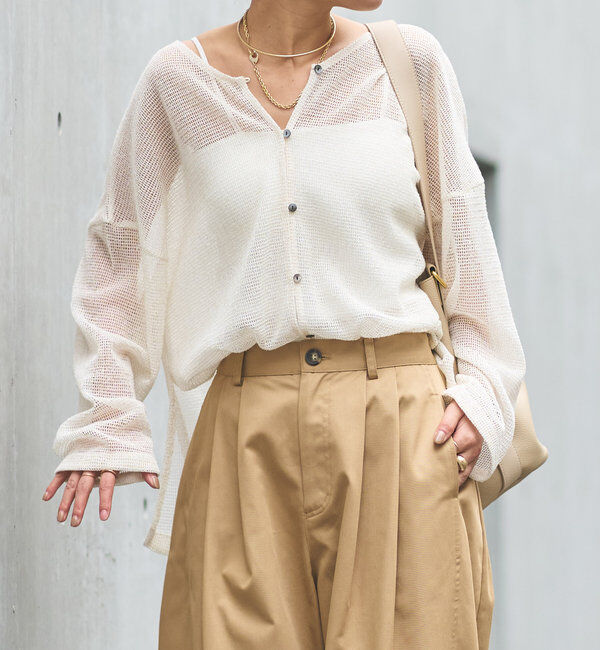  「前後2WAYラメメッシュカーディガン」|ニット・セーター|