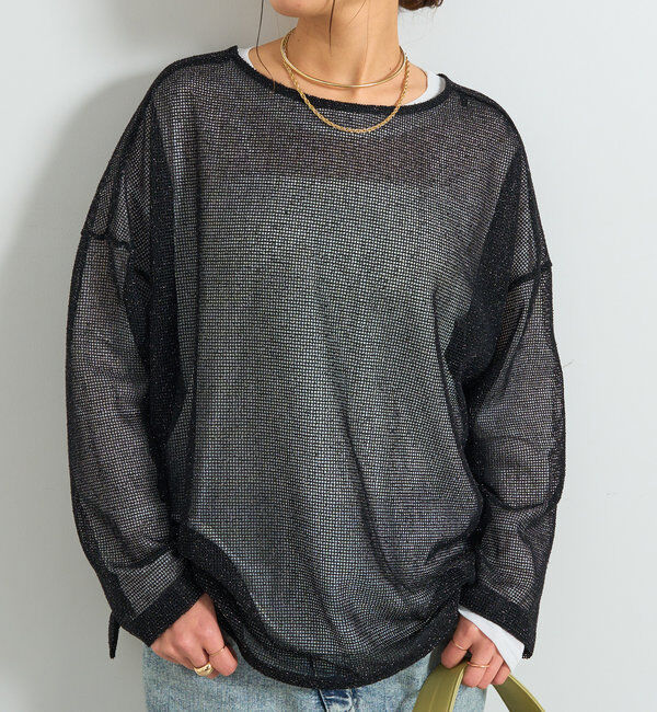  「前後2WAYラメメッシュカーディガン」|ニット・セーター|