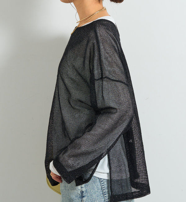  「前後2WAYラメメッシュカーディガン」|ニット・セーター|