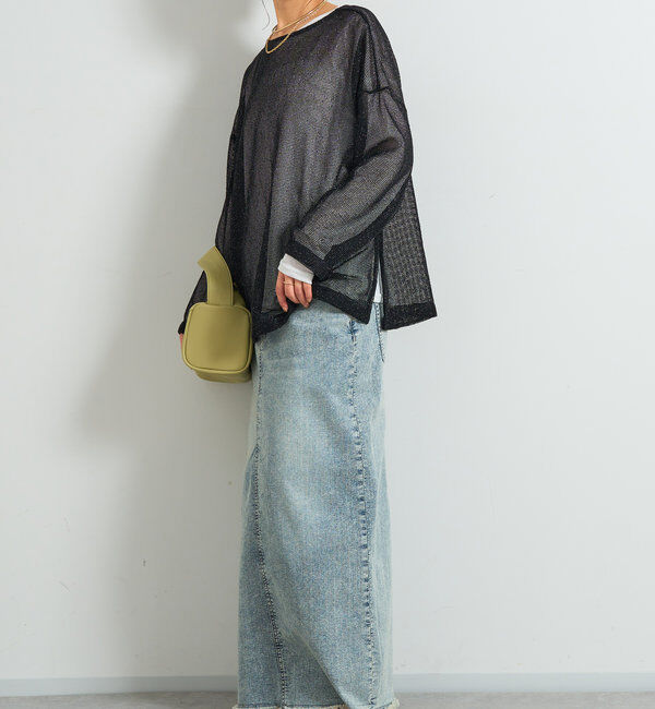  「前後2WAYラメメッシュカーディガン」|ニット・セーター|