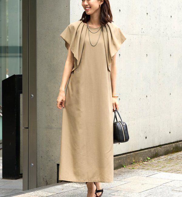  「《夏に快適◎・主役級アイテム》吸湿速乾機能付きフリルワンピース」|その他|ベージュ