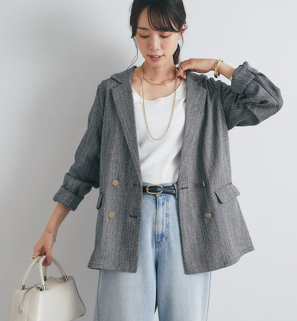  「《きちんと感◎》ウールライクヘリンボーンテーラードジャケット」|その他|