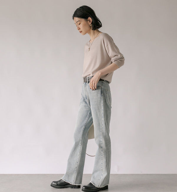  「【MONN.:. (モン)】フレアデニム」|デニム|