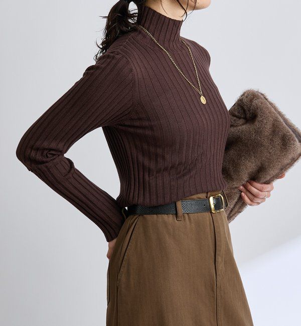  「【新色追加・リバイバル】シルクカシミヤリブニット」|ニット・セーター|ブラウン