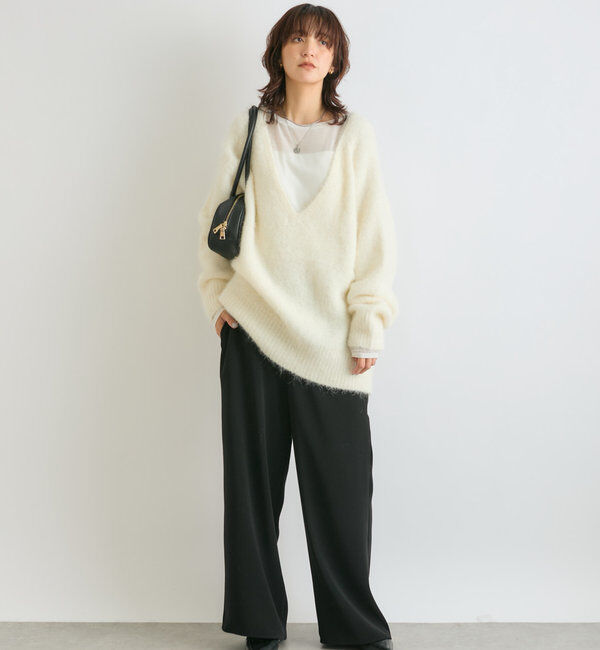  「【ルーズなオーバーサイズ】スーリーアルパカシャギーVネックニット」|ニット・セーター|