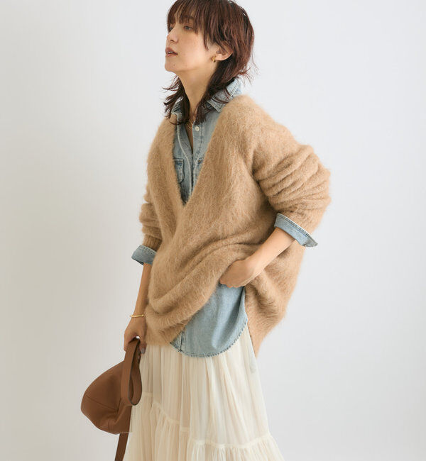  「【ルーズなオーバーサイズ】スーリーアルパカシャギーVネックニット」|ニット・セーター|