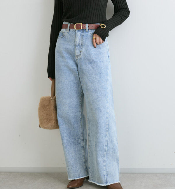  「【MONN.:.(モン)】neat wide DENIM」|デニム|ブルー