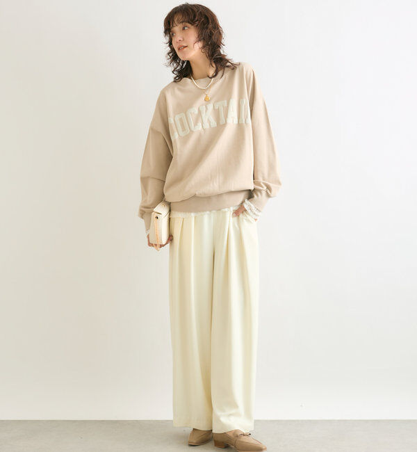  「【ニットのインナーにも】ストレッチフラワーレースカットソー」|Tシャツ・カットソー|