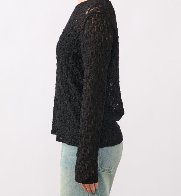  「【ニットのインナーにも】ストレッチフラワーレースカットソー」|Tシャツ・カットソー|