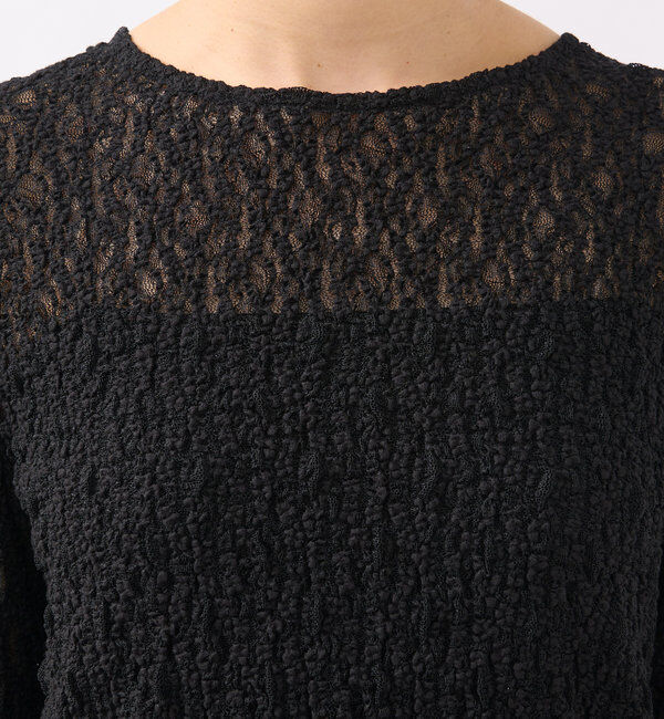  「【ニットのインナーにも】ストレッチフラワーレースカットソー」|Tシャツ・カットソー|