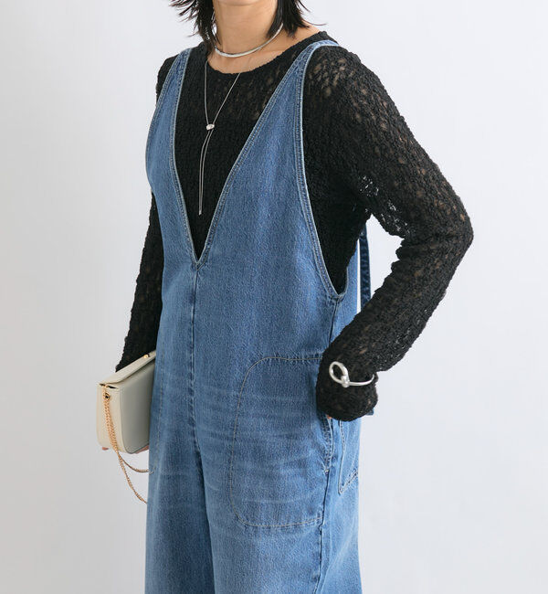  「【ニットのインナーにも】ストレッチフラワーレースカットソー」|Tシャツ・カットソー|