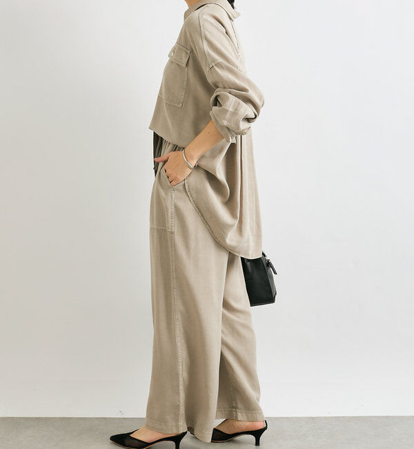  「【セットアップ可能】ガーメントダイワイドパンツ」|チノ|