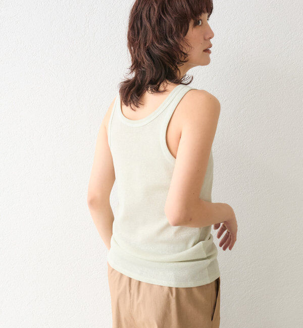  「【コーデのポイントに】ラメリブタンクトップ」|キャミソール|