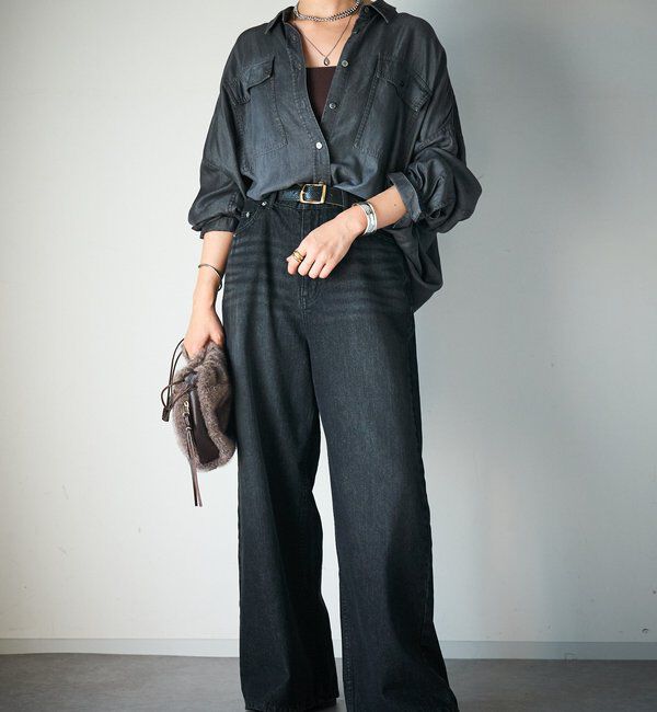  「【セットアップ可/真夏も快適！】ドレーピーデニムシャツ」|シャツ・ブラウス|