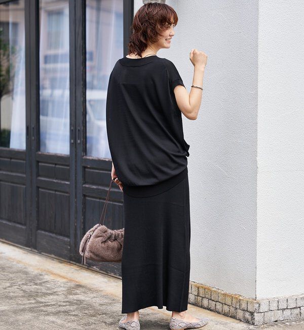  「【ひんやりタッチ・セットアップ対応可】レーヨン混バックテールニット」|ニット・セーター|