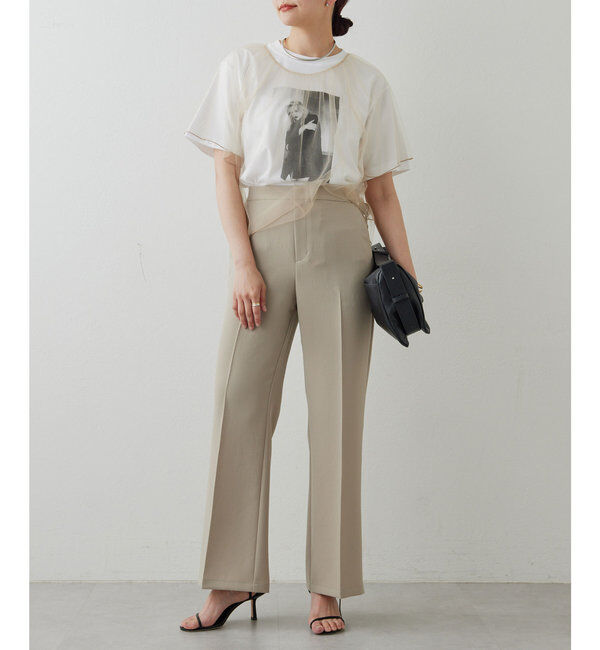  「【サイズ展開あり】ジャージーセミフレアパンツ」|スラックス|