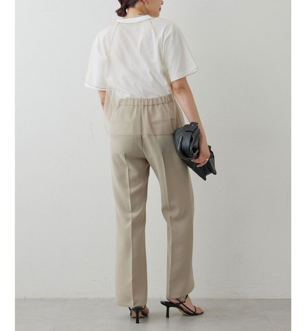  「【サイズ展開あり】ジャージーセミフレアパンツ」|スラックス|