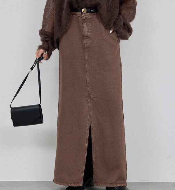  「【セットアップ対応】リヨセルスリットスカート」|スカート|ブラウン