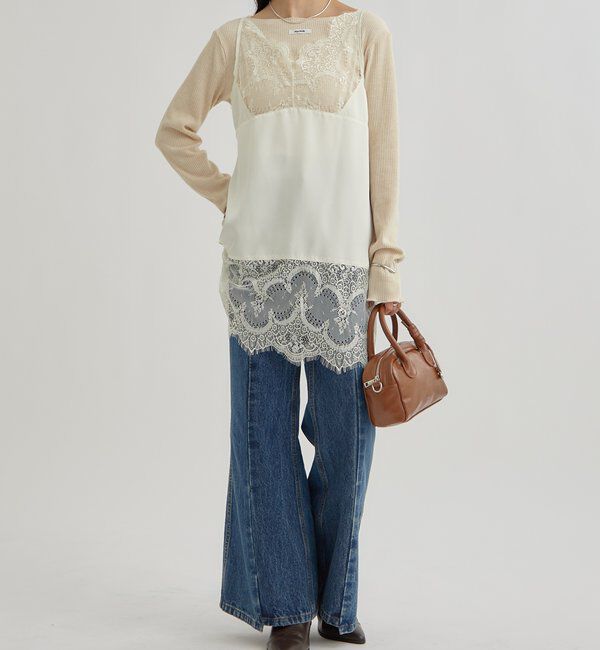  「レースサテンキャミソール」|シャツ・ブラウス|