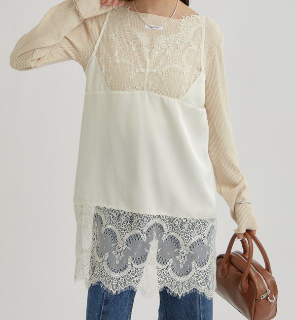  「レースサテンキャミソール」|シャツ・ブラウス|