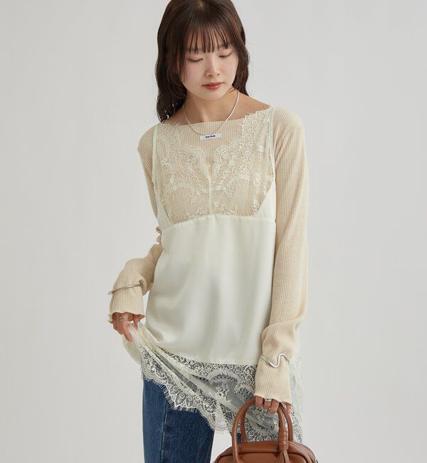  「レースサテンキャミソール」|シャツ・ブラウス|